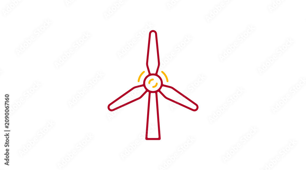 Minimalist illustration of a wind turbine and pipeline on a light background, symbolizing renewable energy and sustainable eco infrastructure.