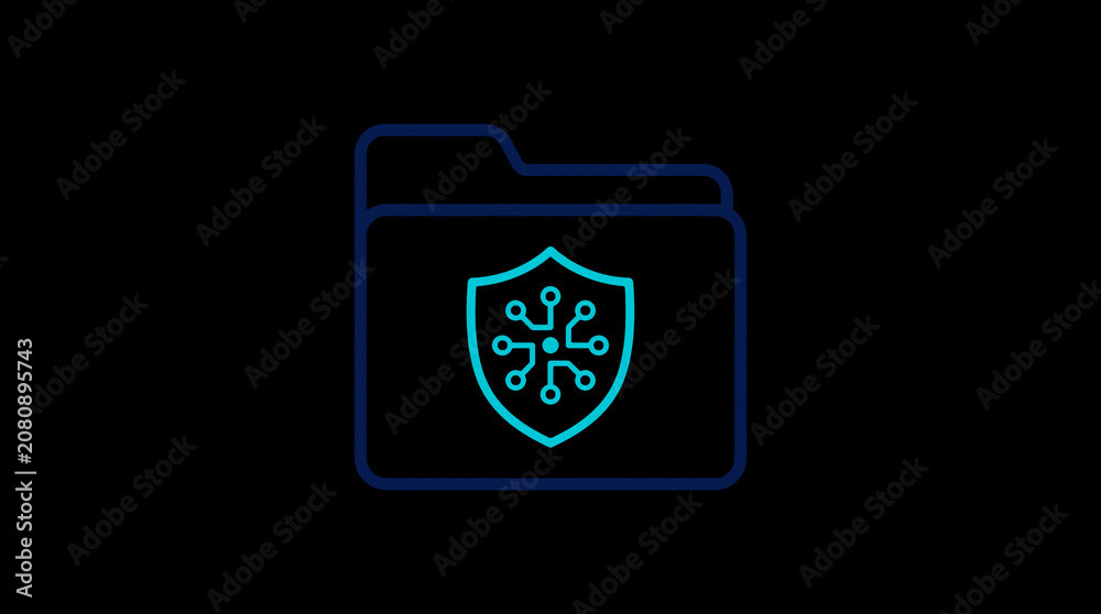 2D illuminated document icon in dark mode, symbolizing encrypted data storage and document security.