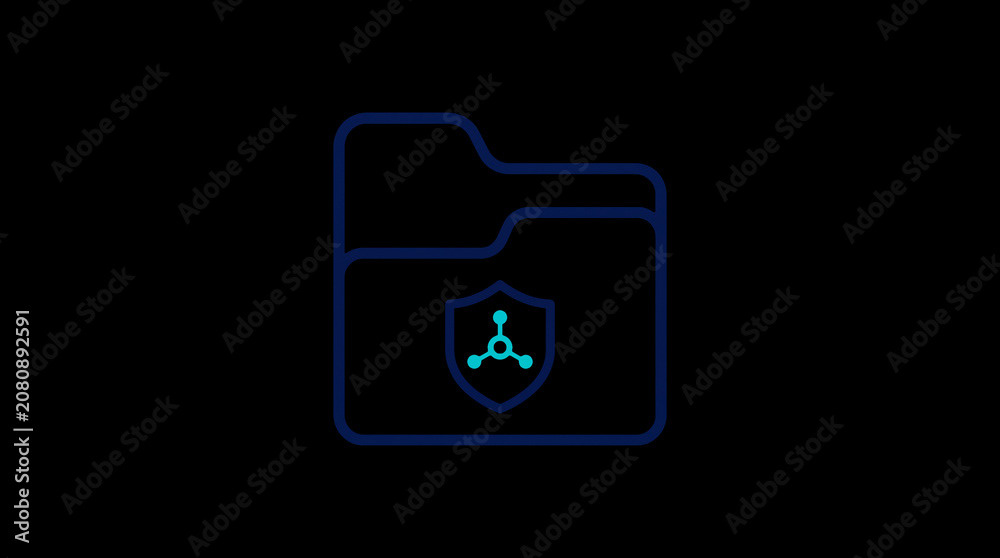 2D illuminated document icon in dark mode, symbolizing encrypted data storage and document security.