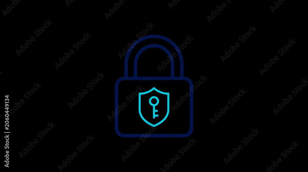 2D illuminated padlock icon in dark mode, symbolizing digital access control and cybersecurity.  ☁️ Alt-Texte: Cloud Se