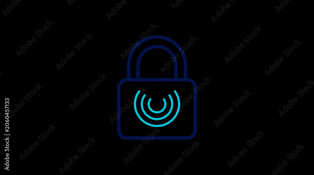 2D illuminated padlock icon in dark mode, symbolizing digital access control and cybersecurity.  ☁️ Alt-Texte: Cloud Se