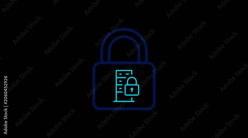 2D illuminated padlock icon in dark mode, symbolizing digital access control and cybersecurity.  ☁️ Alt-Texte: Cloud Se