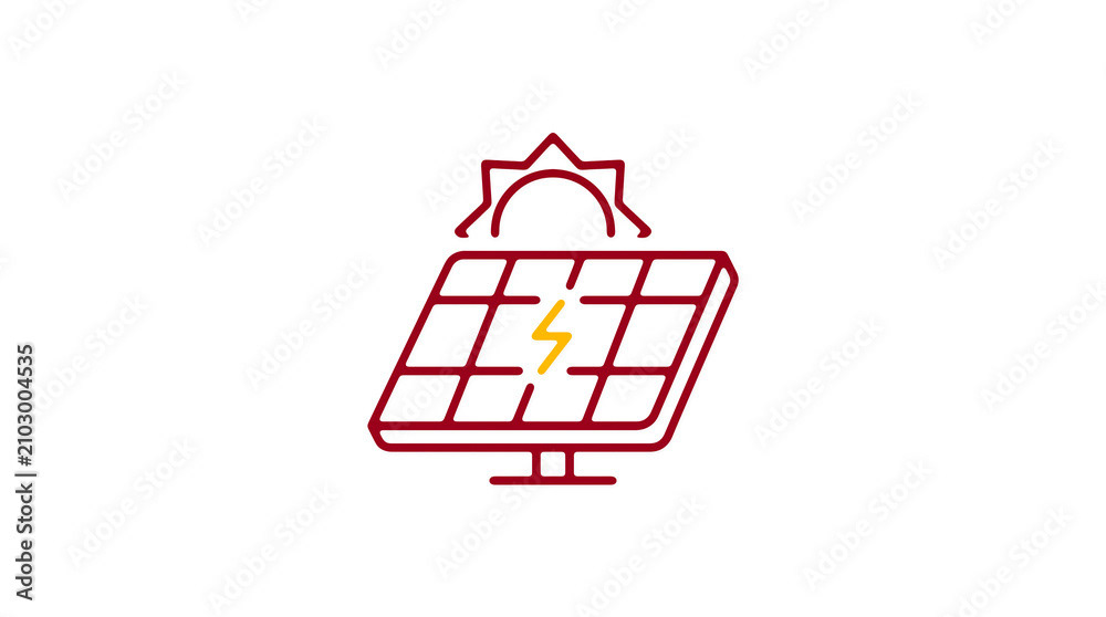 Modern 2D solar power illustration on pure white background for web designers