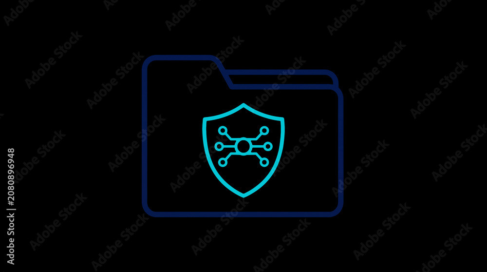 2D illuminated document icon in dark mode, symbolizing encrypted data storage and document security.