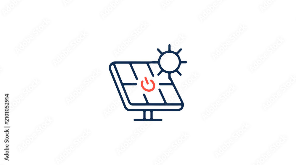 Modern 2D solar power illustration on pure white background for web designers
