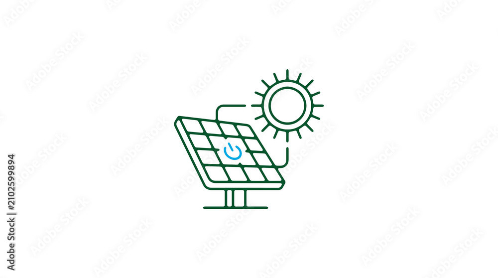 Modern 2D solar power illustration on pure white background for web designers