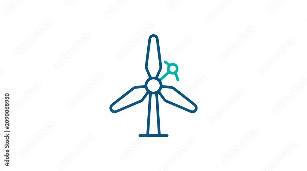 Minimalist illustration of a wind turbine and pipeline on a light background, symbolizing renewable energy and sustainable eco infrastructure.