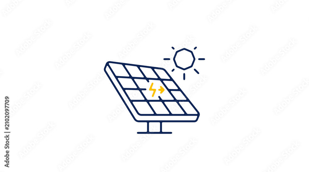 Modern 2D solar power illustration on pure white background for web designers