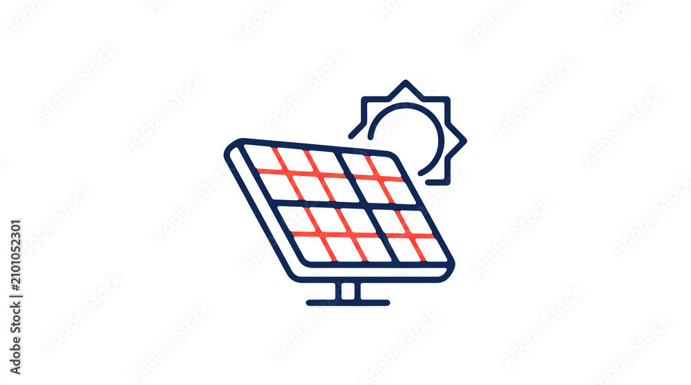 Modern 2D solar power illustration on pure white background for web designers