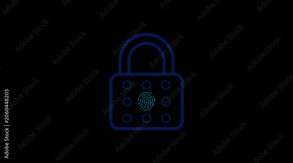2D illuminated padlock icon in dark mode, symbolizing digital access control and cybersecurity.  ☁️ Alt-Texte: Cloud Se