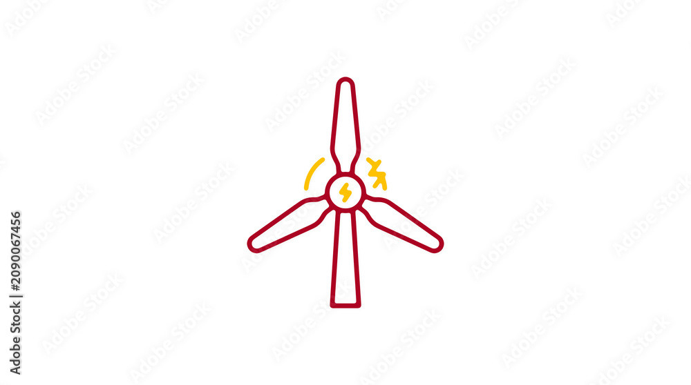 Minimalist illustration of a wind turbine and pipeline on a light background, symbolizing renewable energy and sustainable eco infrastructure.