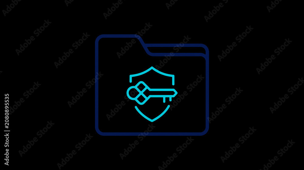 2D illuminated document icon in dark mode, symbolizing encrypted data storage and document security.