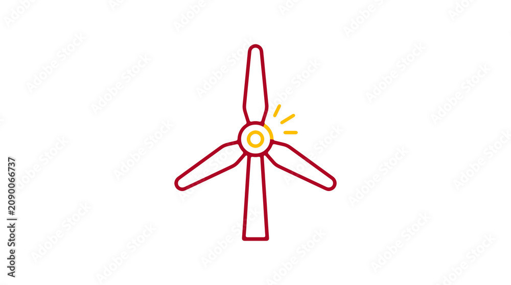 Minimalist illustration of a wind turbine and pipeline on a light background, symbolizing renewable energy and sustainable eco infrastructure.