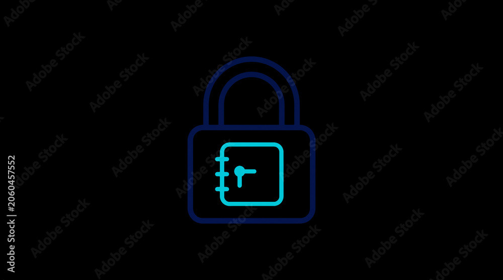 2D illuminated padlock icon in dark mode, symbolizing digital access control and cybersecurity.  ☁️ Alt-Texte: Cloud Se