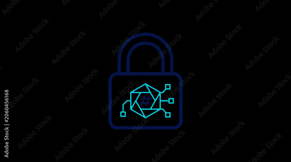 2D illuminated padlock icon in dark mode, symbolizing digital access control and cybersecurity.  ☁️ Alt-Texte: Cloud Se
