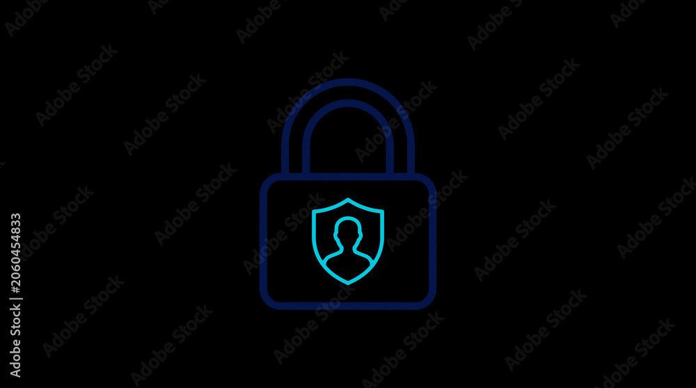 2D illuminated padlock icon in dark mode, symbolizing digital access control and cybersecurity.  ☁️ Alt-Texte: Cloud Se