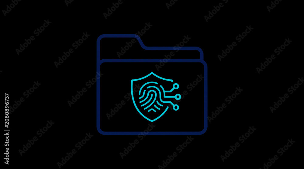 2D illuminated document icon in dark mode, symbolizing encrypted data storage and document security.