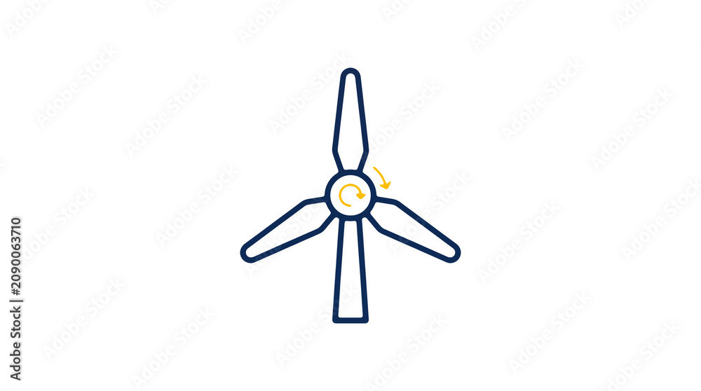 Minimalist illustration of a wind turbine and pipeline on a light background, symbolizing renewable energy and sustainable eco infrastructure.