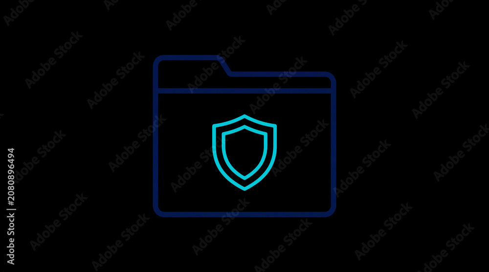 2D illuminated document icon in dark mode, symbolizing encrypted data storage and document security.