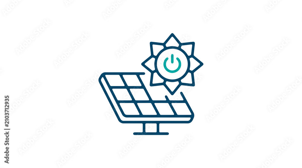 Modern 2D solar power illustration on pure white background for web designers