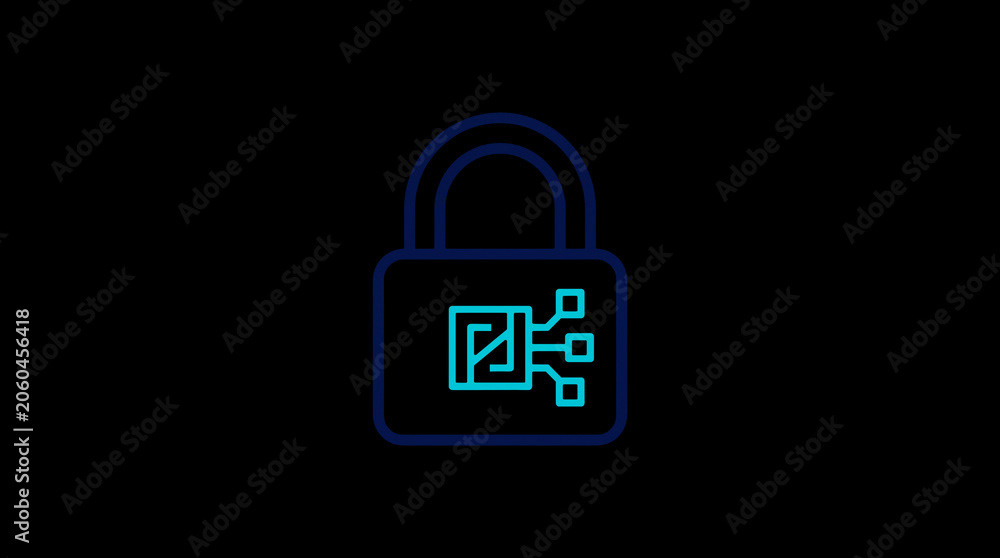 2D illuminated padlock icon in dark mode, symbolizing digital access control and cybersecurity.  ☁️ Alt-Texte: Cloud Se