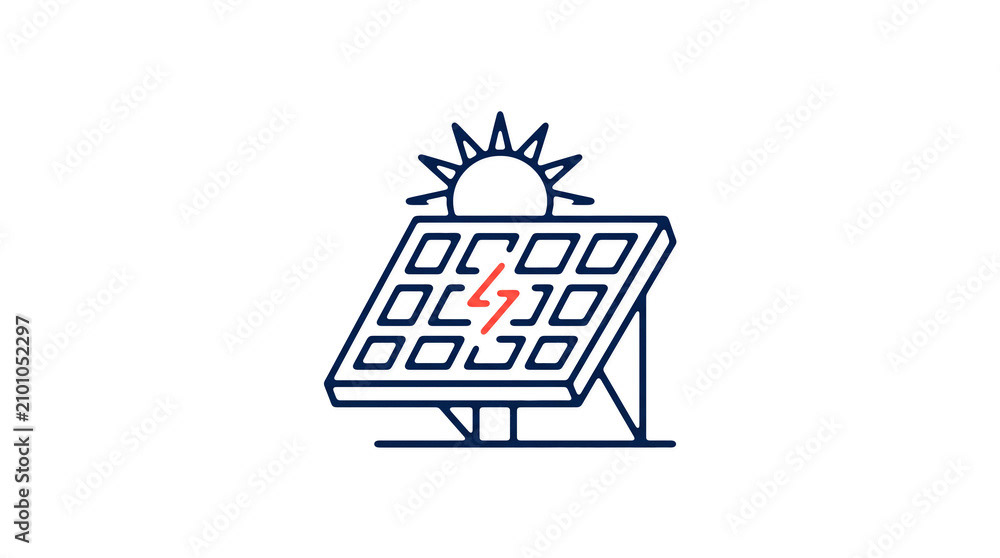 Modern 2D solar power illustration on pure white background for web designers