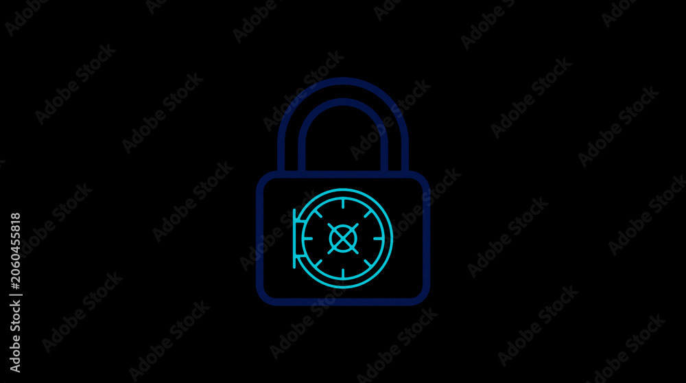 2D illuminated padlock icon in dark mode, symbolizing digital access control and cybersecurity.  ☁️ Alt-Texte: Cloud Se