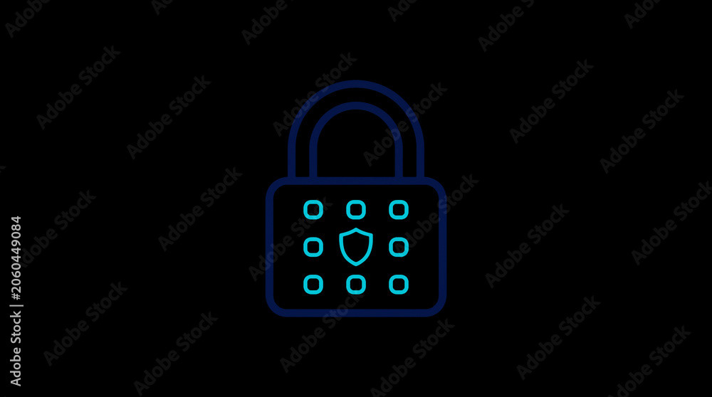 2D illuminated padlock icon in dark mode, symbolizing digital access control and cybersecurity.  ☁️ Alt-Texte: Cloud Se