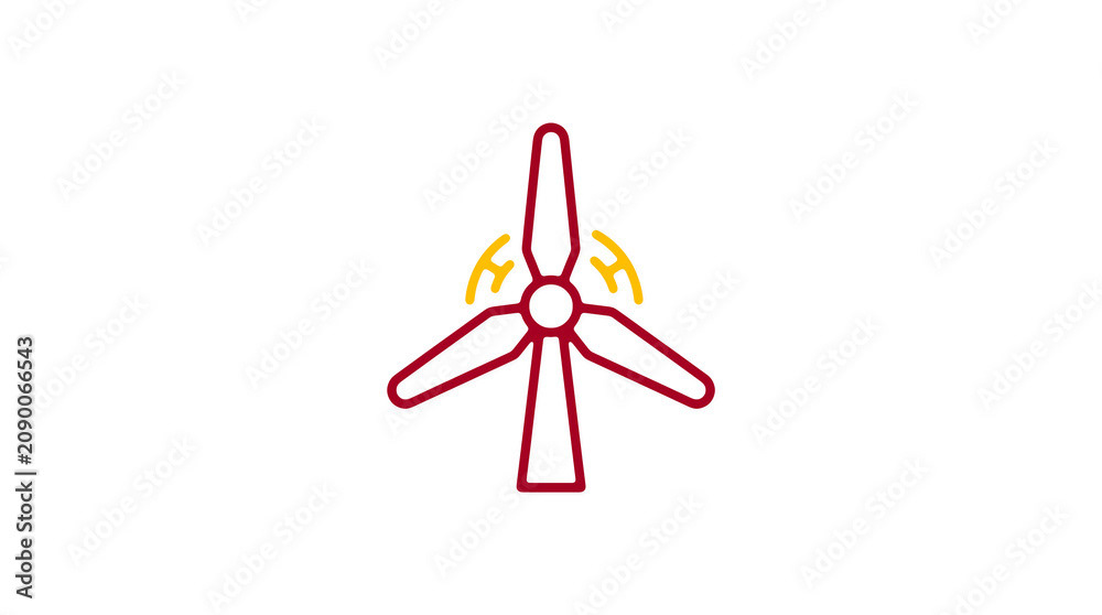 Minimalist illustration of a wind turbine and pipeline on a light background, symbolizing renewable energy and sustainable eco infrastructure.