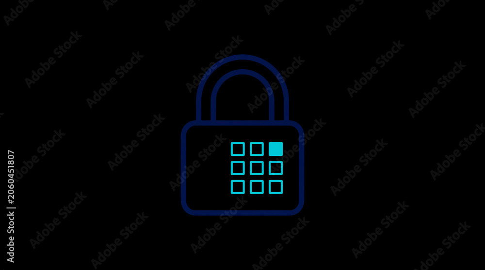 2D illuminated padlock icon in dark mode, symbolizing digital access control and cybersecurity.  ☁️ Alt-Texte: Cloud Se