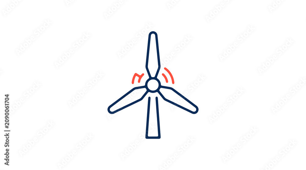 Minimalist illustration of a wind turbine and pipeline on a light background, symbolizing renewable energy and sustainable eco infrastructure.