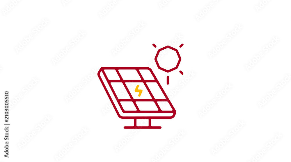 Modern 2D solar power illustration on pure white background for web designers
