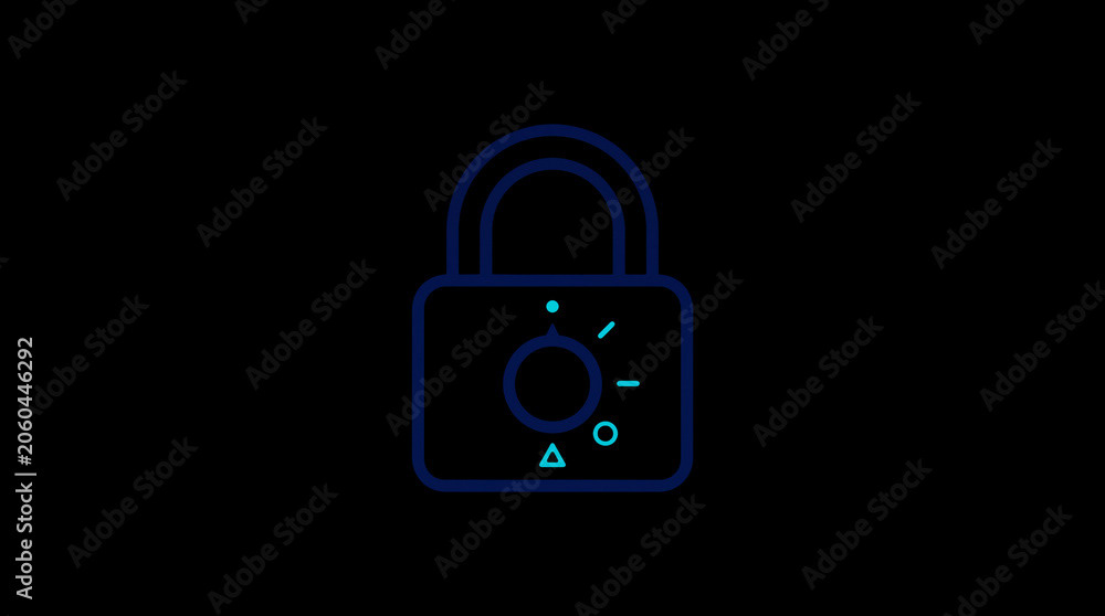 2D illuminated padlock icon in dark mode, symbolizing digital access control and cybersecurity.  ☁️ Alt-Texte: Cloud Se
