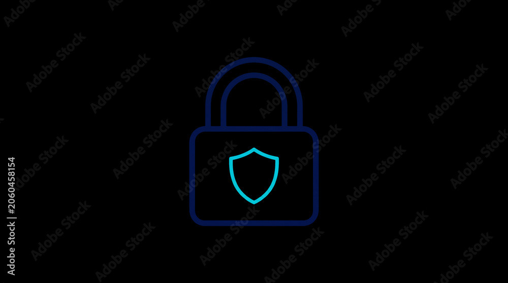 2D illuminated padlock icon in dark mode, symbolizing digital access control and cybersecurity.  ☁️ Alt-Texte: Cloud Se