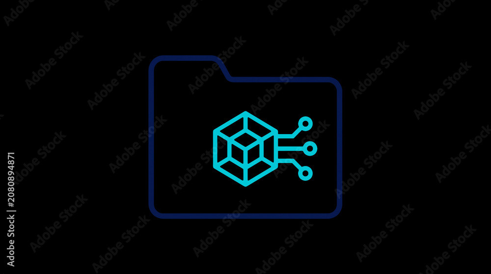 2D illuminated document icon in dark mode, symbolizing encrypted data storage and document security.