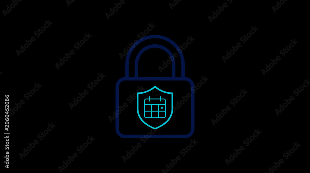 2D illuminated padlock icon in dark mode, symbolizing digital access control and cybersecurity.  ☁️ Alt-Texte: Cloud Se