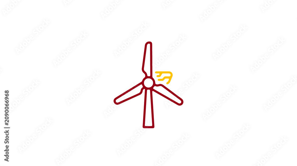 Minimalist illustration of a wind turbine and pipeline on a light background, symbolizing renewable energy and sustainable eco infrastructure.