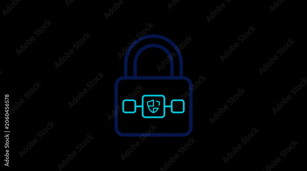 2D illuminated padlock icon in dark mode, symbolizing digital access control and cybersecurity.  ☁️ Alt-Texte: Cloud Se