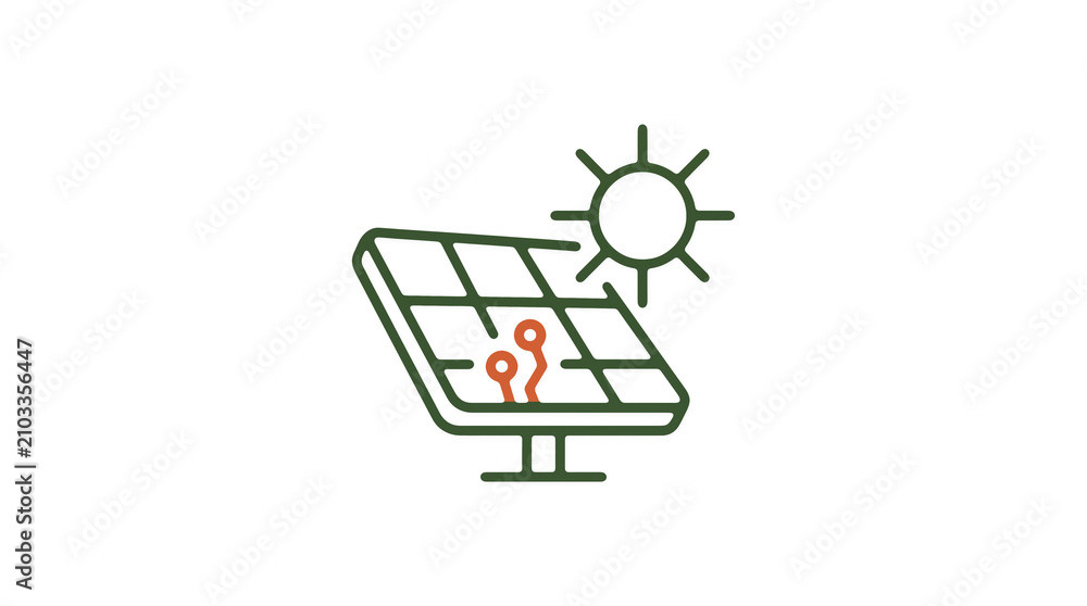 Modern 2D solar power illustration on pure white background for web designers