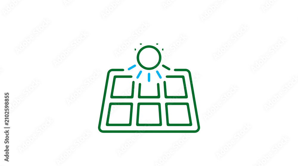 Modern 2D solar power illustration on pure white background for web designers