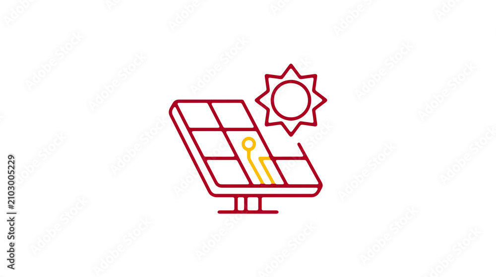 Modern 2D solar power illustration on pure white background for web designers
