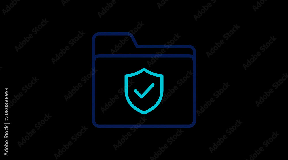 2D illuminated document icon in dark mode, symbolizing encrypted data storage and document security.