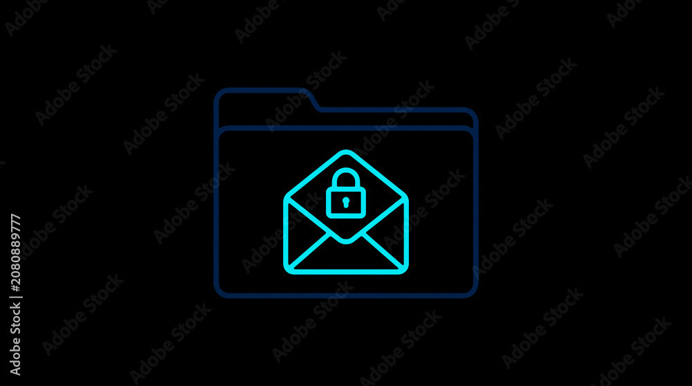 2D illuminated document icon in dark mode, symbolizing encrypted data storage and document security.