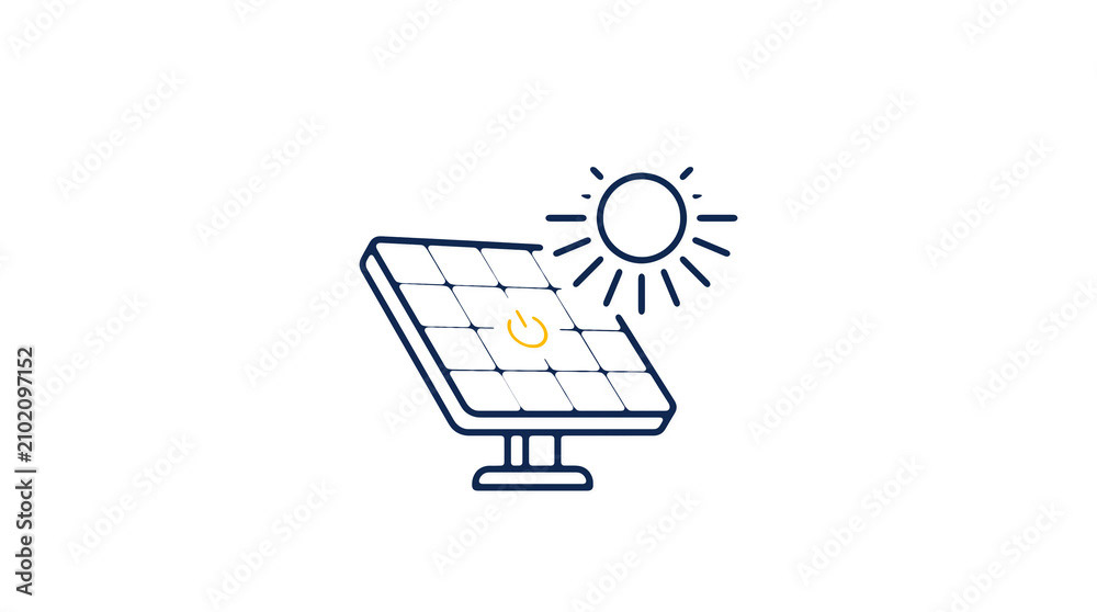 Modern 2D solar power illustration on pure white background for web designers