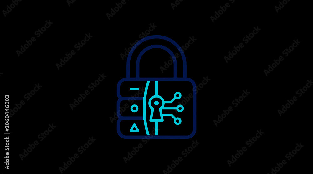 2D illuminated padlock icon in dark mode, symbolizing digital access control and cybersecurity.  ☁️ Alt-Texte: Cloud Se