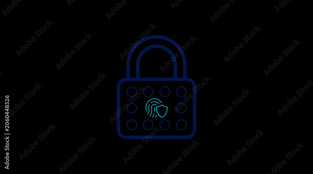 2D illuminated padlock icon in dark mode, symbolizing digital access control and cybersecurity.  ☁️ Alt-Texte: Cloud Se