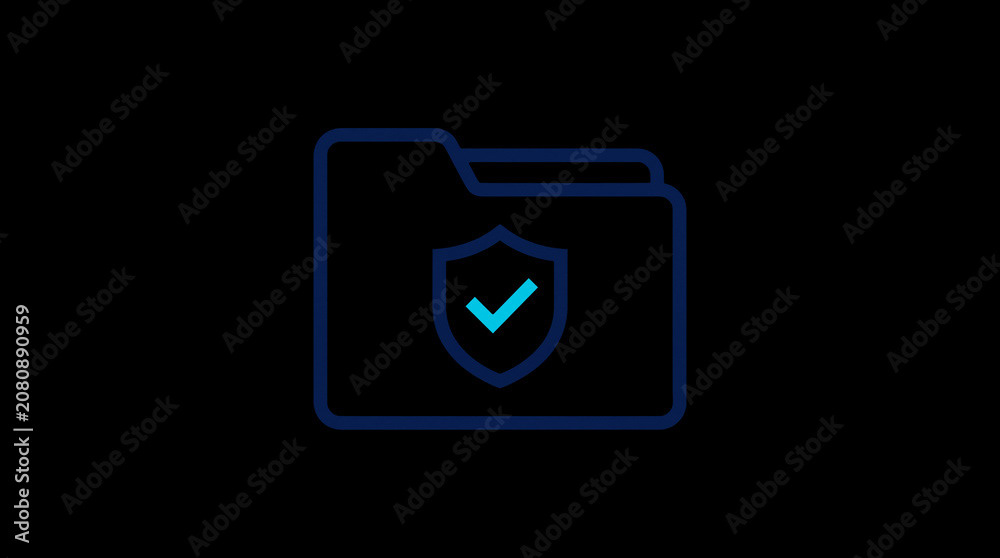 2D illuminated document icon in dark mode, symbolizing encrypted data storage and document security.