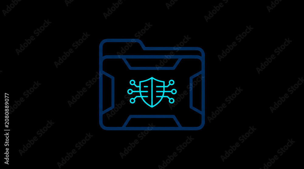 2D illuminated document icon in dark mode, symbolizing encrypted data storage and document security.