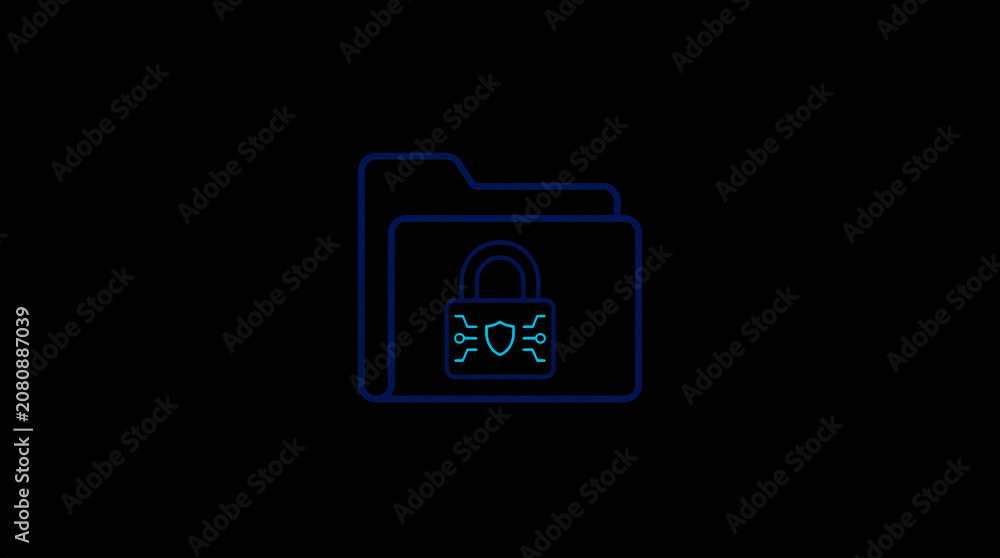 2D illuminated document icon in dark mode, symbolizing encrypted data storage and document security.