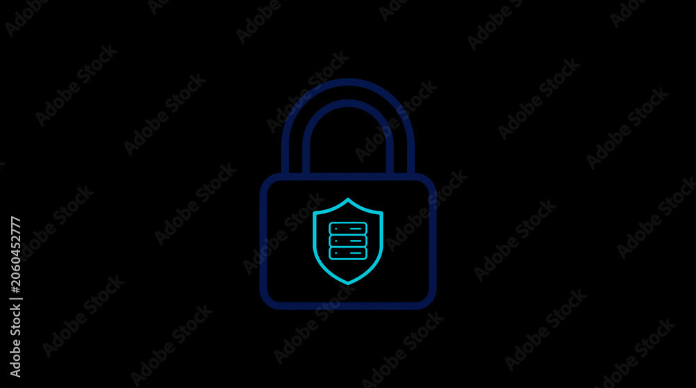 2D illuminated padlock icon in dark mode, symbolizing digital access control and cybersecurity.  ☁️ Alt-Texte: Cloud Se